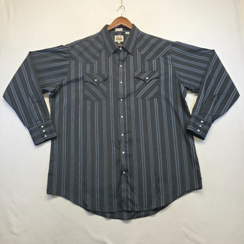 Ely Cattleman Tall Man Men's Long Sleeve Pearl Snap Western Shirt Size 2XLT